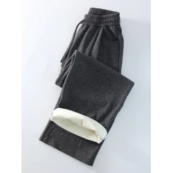 Loose Fleece Pants Women Wide Leg Thick Velvet Casual Trousers