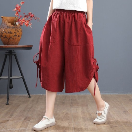 Loose Bloomers Casual Elastic Waist Wide Leg Pants Large Size Loose Bloomers Casual Elastic Waist Wide Leg Pants Large Size